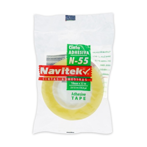 [NAV-ADS-18033] Cinta corte fácil N55 Navitek transparente 18 mm x 33m uso escolar/oficina