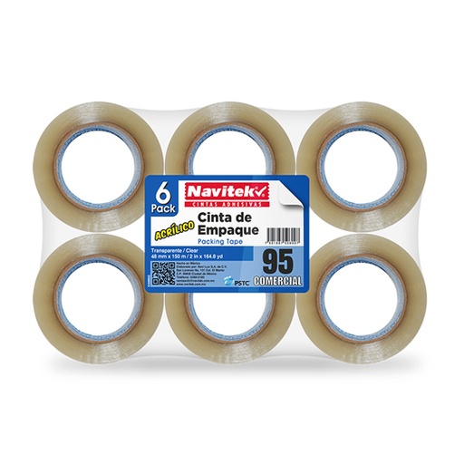 [NAV-ADS-CE48X15] Cinta de empaque uso 95 Navitek transparente 48mm x 150m empaque con 6 pzas