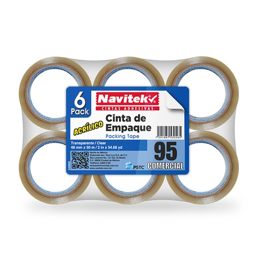 [NAV-ADS-CE48X50] Cinta de empaque uso 95 Navitek transparente 48mm x 50m empaque con 6 pzas