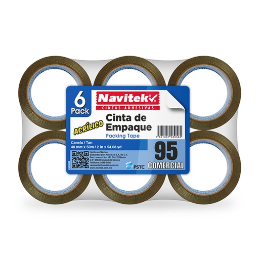 [NAV-ADS-CEC48X5] Cinta de empaque uso 95 Navitek canela 48mm x 50m empaque con 6 pzas