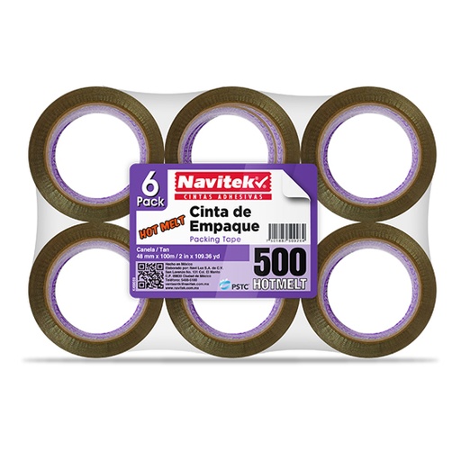 [NAV-ADS-EHC4810] Cinta De Empaque Uso 500 Navitek Canela 48Mm X 100M Empaque Con 6 Pzas