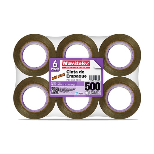 [NAV-ADS-EHC4815] Cinta de empaque uso 500 Navitek canela 48mm x 150m empaque con 6 pzas