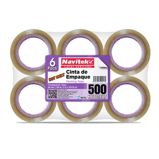 [NAV-ADS-EHT4810] Cinta de empaque uso 500 Navitek tranrente 48mm x 100m empaque con 6 pzas