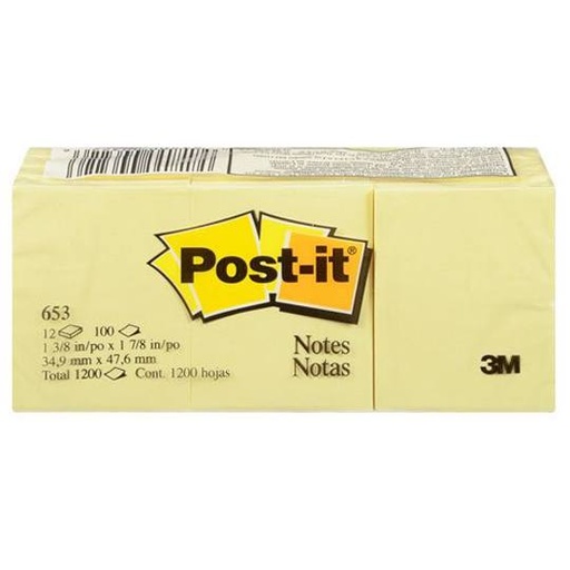[P3M-PST-653LIC] Notas Adhesivas Mod. 653 Post-It Amarill