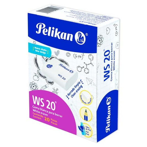[PEL-GOM-WS20] Goma Pelikan Ws20  Blanca Plástica Caja