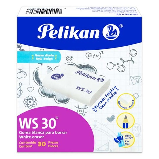 [PEL-GOM-WS30] Goma Pelikan Ws30  Blanca Plástica Caja