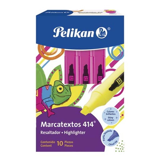 [PEL-MAR-016001C] Resaltador De Texto Pelikan 414 Rosa, Caja Con 10 Piezas