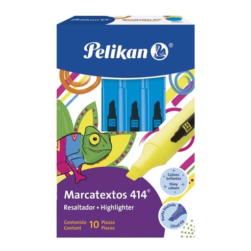 [PEL-MAR-016008C] Resaltador De Texto Pelikan 414 Azul, Caja Con 10 Piezas