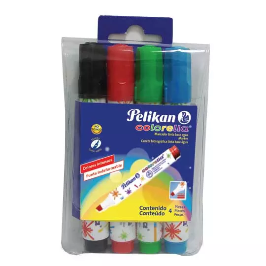 [PEL-MAR-111840] Marcador Colorella Redondo Punta Biselada Caja Con 4 Piezas