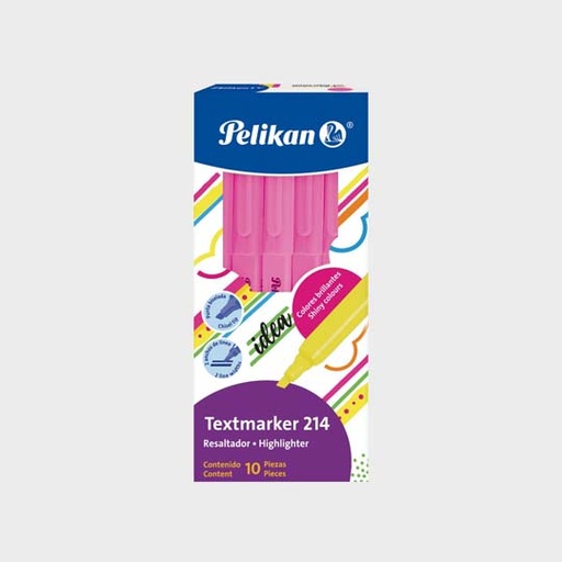 [PEL-MAR-214ROS] Resaltador De Texto Pelikan Textmarker 214 Rosa Caja Con 10 Piezas