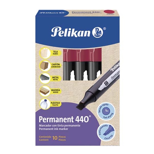 [PEL-MAR-440RJOC] Marcador Permanetne Pelikan 440 Redondo Rojo Caja Con 10 Piezas 