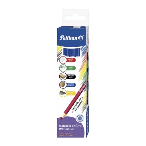 [PEL-MAR-80118] Marcador De Cera Pelikan Blanco Caja Con 10 Piezas