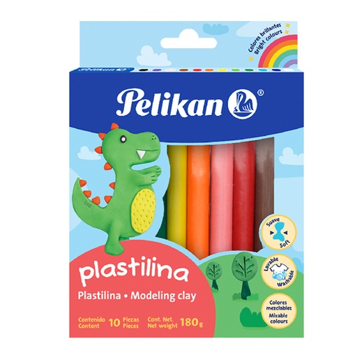 [PEL-PLAS-6700] Plastilina Pelikan Colores Surtidos Caja Con 10 Barras