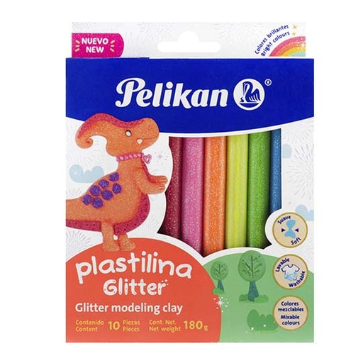 [PEL-PLAS-67008] Plastilina Pelikan Glitter Caja Con 10 Barras Colores Surtidos 