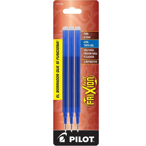 [PIIL-REP-77331] Repuesto De Tinta Frixion Pilot Punto Fino 0.7Mm, Color Azul, Blister Con 3 Piezas