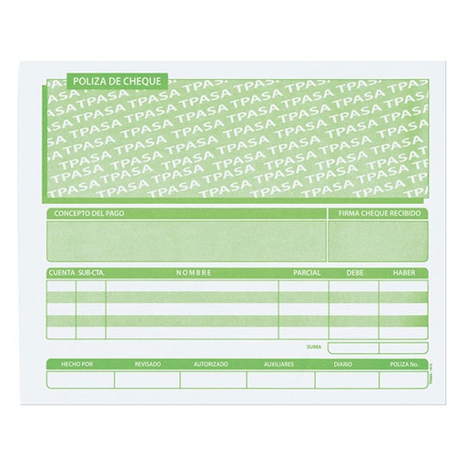 [PIN-POL-CHE1012] Póliza De Cheque Pinos Altos 1/2 Oficio