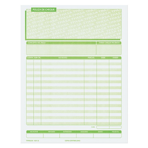 [PIN-POL-CHE1013] Póliza De Cheque Pinos Altos Carta Blíster Con 3 Blocks 