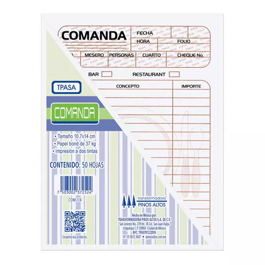 [PIN-POL-COMANDB] Comanda Pinos Altos De 1/4 Carta Blíster con 3 blocks
