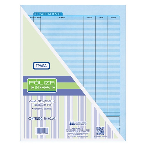 [PIN-POL-INGRESB] Póliza De Ingresos Pinos Altos Blíster C