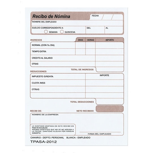 [PIN-POL-NOMINAB] Recibo De Nomina Pinos Altos Blíster Con