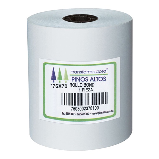 [PIN-ROL-RB7670] Rollo De Papel Bond Pinos Altos 76 X 70Mm Caja Con 50 Rollos