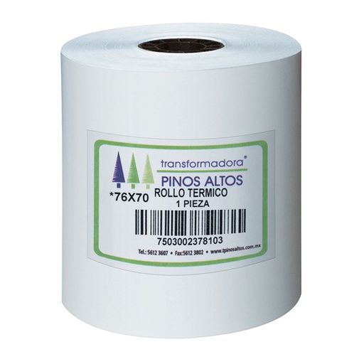 [PIN-ROL-RT7670] Rollo De Papel Térmico Pinos Altos 76X70 Mm Caja Con 50 Rollos