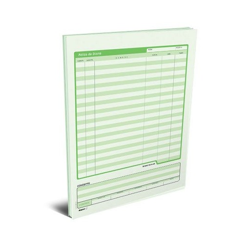 [RAY-POL-08PODI] Póliza Diario Rayter, Tamaño Carta, Papel Verde Óptico, Block 50 Hojas