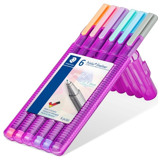 [STD-MAR-SB6PA] Rotulador Staedtler Triplus Fineliner Colores Pastel, Estuche Con 6 Piezas 