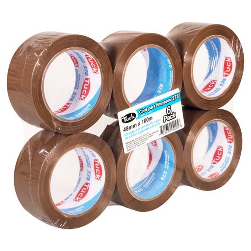 [TUK-ADS-257824] Cinta 278 de empaque TUK 48mm x 100m, color canela, con 6 piezas
