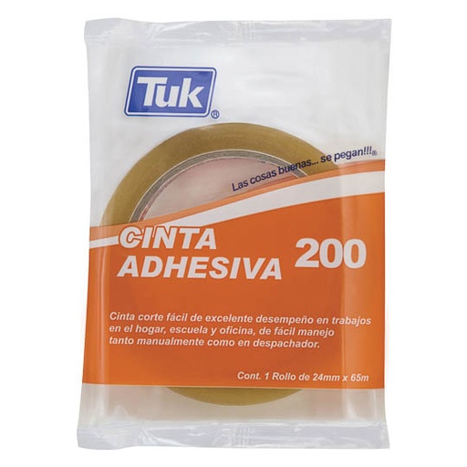 [TUK-ADS-260010] Cinta Adhesiva 200 Tuk 24Mm X 65M , Transparente
