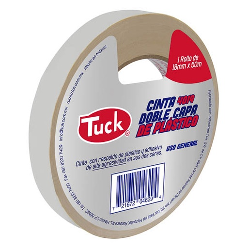 [TUK-ADS-421901] Cinta 4019 doble capa TUK 18mm x 50m , color crema