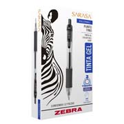 [ZEB-BOL-850C] Bolígrafo gel retráctil sarasa zebra, punto fino 0.5 mm, color negro, 12 pz 