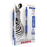 [ZEB-BOL-851C] Bolígrafo gel retráctil sarasa zebra, punto fino 0.5 mm, color azul, 12 pz 
