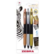 [ZEB-BOL-SDSM] Bolígrafo gel sarasa Decoshine zebra, punto 0.5, colores metalicos blister 3 pz.