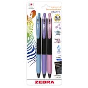 [ZEB-BOL-SDSP] Bolígrafo gel sarasa Decoshine zebra, punto 0.5, colores pastel blister 3 pz. 